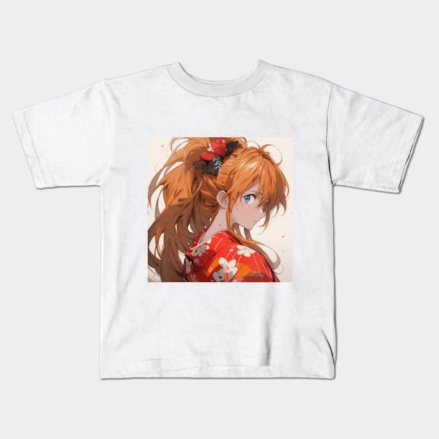 asuka kimono Kids T-Shirt by WabiSabi Wonders